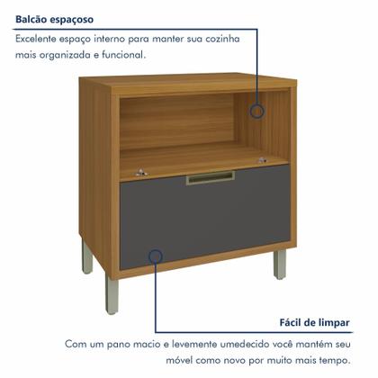 Imagem de Balcão Para Cozinha 1 Porta 1 Gaveta Imperatriz 100% Mdf