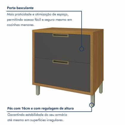 Imagem de Balcão Para Cozinha 1 Porta 1 Gaveta Imperatriz 100% Mdf