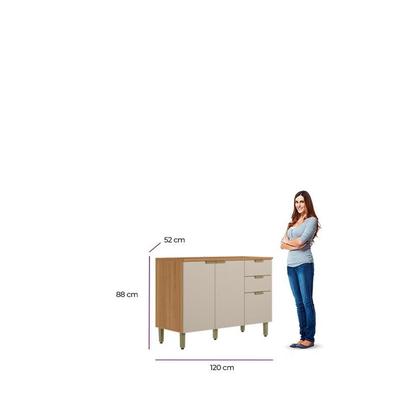 Imagem de Balcão para Cozinha 120cm com Tampo Selene