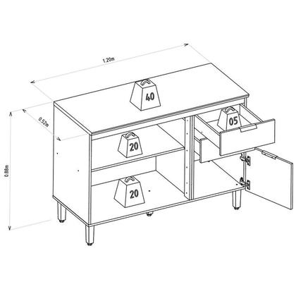 Imagem de Balcão para Cozinha 120cm com Tampo Selene