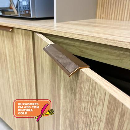 Imagem de Balcão para Cozinha 1,6m 2 portas 3 gavetas com Tampo Glam Freijó Kits Paraná