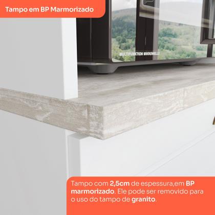 Imagem de Balcão para Cozinha 20cm Porta Toalha com Tampo Emily Branco/HP/Calcare