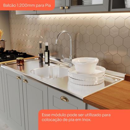 Imagem de Balcão para Cozinha 3 Gavetas 2 Portas com Tampo Emily Cinza/Calcare