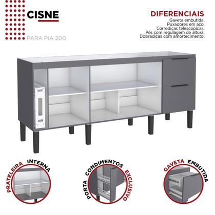 Imagem de Balcão para Cozinha 3 Portas 3 Gavetas Cisne