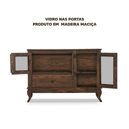 Imagem de Balcão Para Cozinha 3 Portas Em Vidro Madeira Maciça Imbuia Kefi Shop Jm