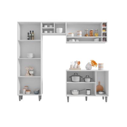 Imagem de Balcão Para Cozinha e Armário Aéreo Vanessa com 5 Peças