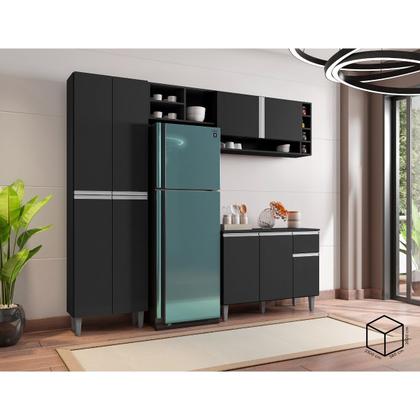 Imagem de Balcão Para Cozinha e Armário Aéreo Vanessa com 5 Peças