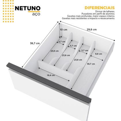 Imagem de Balcão para Cozinha em Aço 144cm 3 Portas 3 Gavetas Netuno