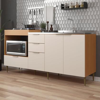 Imagem de Balcão para e Pia Cooktop 190cm 4 Portas 2 Gaveta Alice