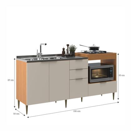 Imagem de Balcão para e Pia Cooktop 190cm 4 Portas 2 Gaveta Alice