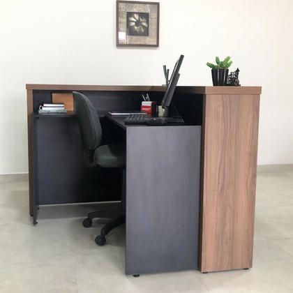 Imagem de Balcão para Escritório Atendimento Recepção em L Preto/Nogal com Artany