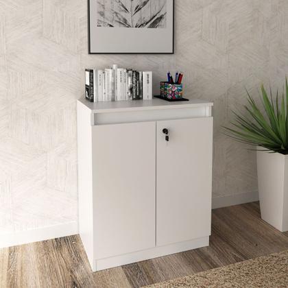 Imagem de Balcão para Escritório Com Chave Home Office 2 Portas Branco Tecnomobili