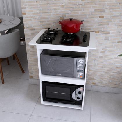Imagem de Balcão para fogão cooktop 4 bocas multiuso microondas e forno cozinha