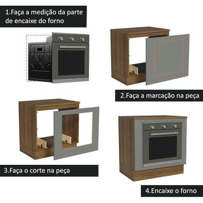 Imagem de Balcão Para Forno 80 X 60 Cm Com Tampo Rustic/cinza
