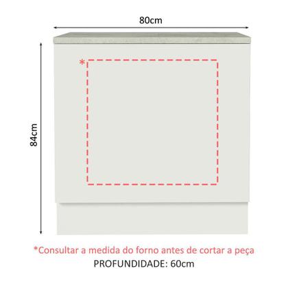 Imagem de Balcão para Forno de Embutir 80 x 60 cm Com Tampo Branco Agata, Glamy, Stella Madesa