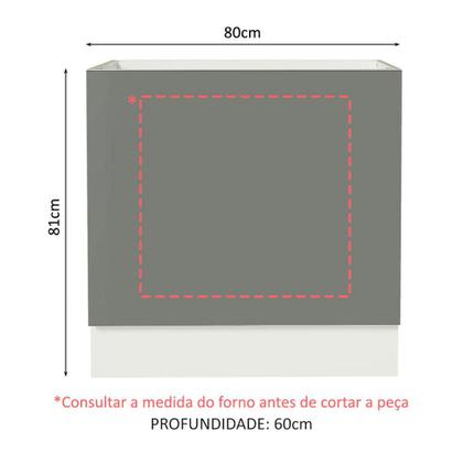 Imagem de Balcão para Forno de Embutir 80 x 60 cm Sem Tampo Branco/Cinza Agata Madesa