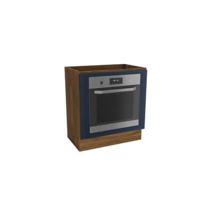 Imagem de Balcão Para Forno de Embutir Celeste Kappesberg 100% MDF Nogueira/Azul 80cm