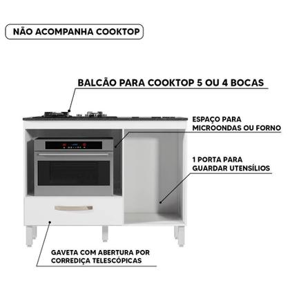 Imagem de Balcão Para Forno E Cooktop 4 5 Bocas Cozinha Com Gaveta - Branco