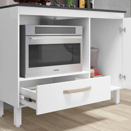 Imagem de Balcão Para Forno E Cooktop 4 5 Bocas Cozinha Com Gaveta - Branco