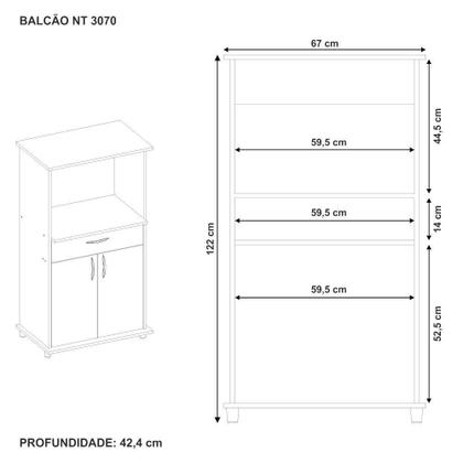 Imagem de Balcão Para Forno e Micro-ondas 02 Portas e 01 Gaveta Notável Móveis