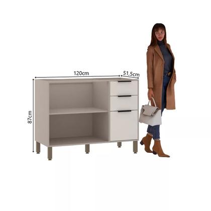 Imagem de Balcão para Pia 120cm 2 Portas e 3 Gavetas sem Tampo Stylo Luciane Móveis