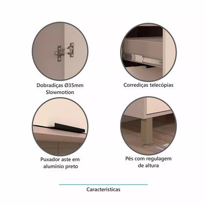 Imagem de Balcão para Pia 120cm 2 Portas e 3 Gavetas sem Tampo Stylo Luciane Móveis