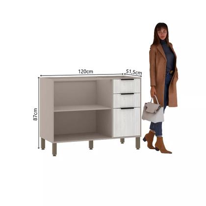 Imagem de Balcão para Pia 120cm 2 Portas e 3 Gavetas sem Tampo Stylo Luciane Móveis