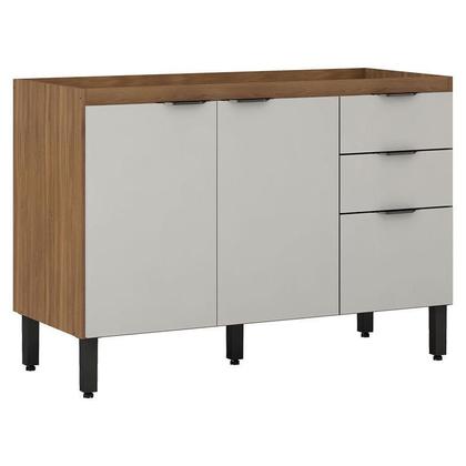 Imagem de Balcão para Pia 120cm com Armário Aéreo 3 Portas Firenze Amêndola Touch Nude Prime TX - Demóbile