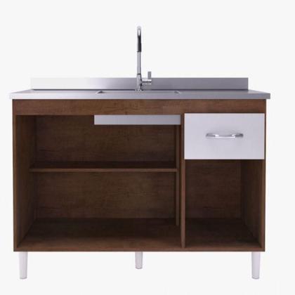 Imagem de Balcão Para Pia 120cm Indekes Sem Tampo 6115.491 Noce/off