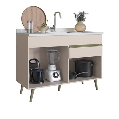 Imagem de Balcão para Pia 120cm sem Tampo 2 Portas 1 Gaveta One