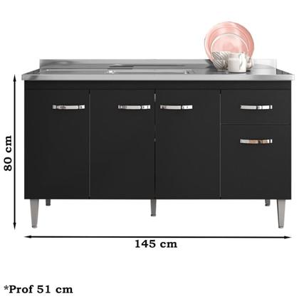 Imagem de Balcao Para Pia 145 cm 4 Portas Gabriela Preto REAJL
