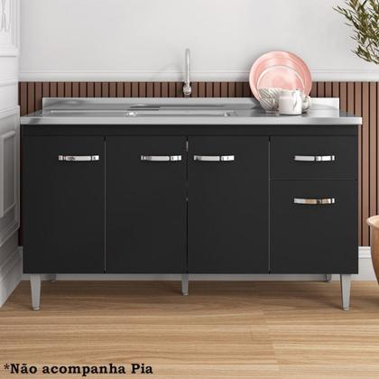 Imagem de Balcao Para Pia 145 cm 4 Portas Gabriela Preto REAJL
