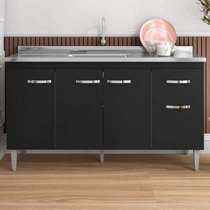 Imagem de Balcao Para Pia 145 cm 4 Portas Gabriela Preto REAJL