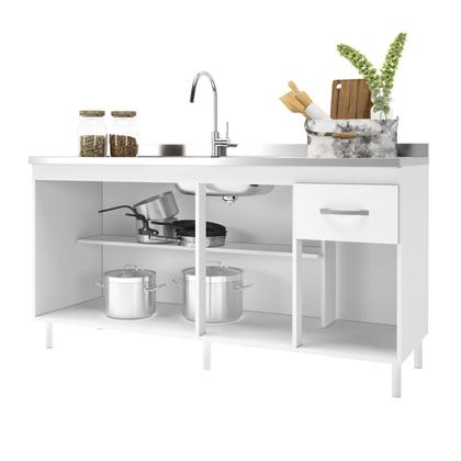 Imagem de Balcão para Pia 160cm sem Tampo 4 Portas 1 Gaveta Moscou