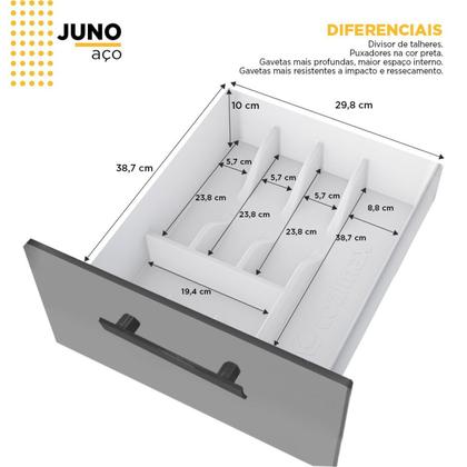 Imagem de Balcão para Pia 180cm em Aço 4 Portas 4 Gavetas Juno