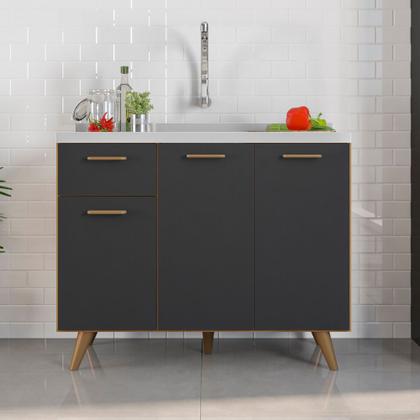 Imagem de Balcão Para Pia 3 Portas 1 Gaveta (Sem Tampo) 105cm Olinda - SSX Multicoisas