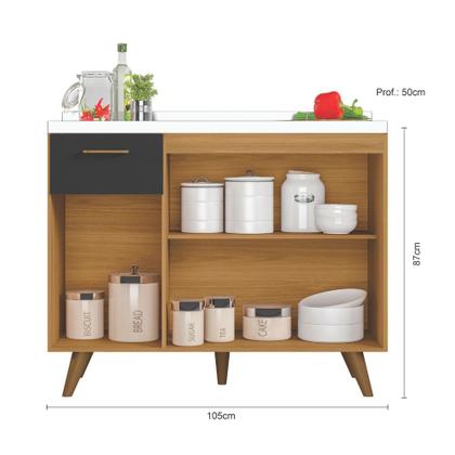 Imagem de Balcão Para Pia 3 Portas 1 Gaveta (Sem Tampo) 105cm Olinda - SSX Multicoisas