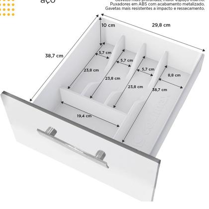 Imagem de Balcão para Pia de Cozinha 180cm 4 Portas 3 Gavetas Vênus