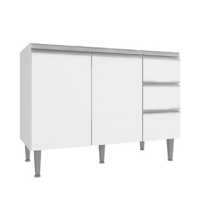 Imagem de Balcão para Pia de Cozinha 3 Gavetas 2 Portas Athena Branco