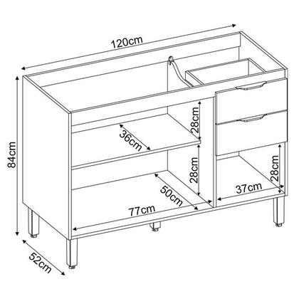 Imagem de Balcão para Pia Firenze 120 cm Avena Grafito - Demóbile