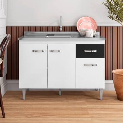 Imagem de Balcão Para Pia Gabriela 120 cm 3 Portas Branco Flex AJL