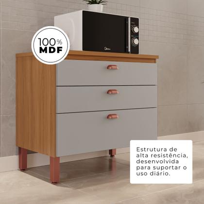 Imagem de Balcão Pequeno Cozinha Positano New 100 MDF 3 Gavetas