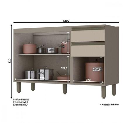 Imagem de Balcão Pia 03 Portas Connect Henn Duna Com Cristal