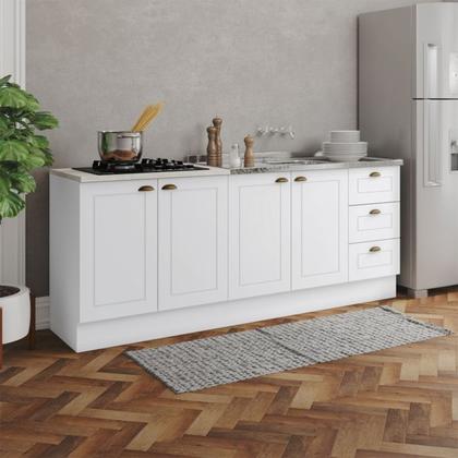 Imagem de Balcao Pia 120 cm Balcao Cooktop 80 cm Americana Branco Calcare Henn