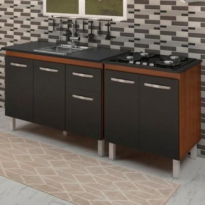 Imagem de Balcao Pia 120cm e Cooktop 4 Bocas Savana Preto Mobbs