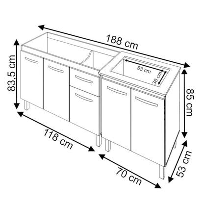 Imagem de Balcao Pia 120cm e Cooktop 4 Bocas Savana Preto Mobbs