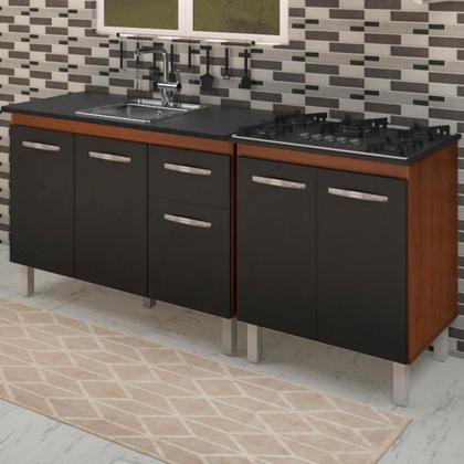 Imagem de Balcao Pia 120cm e Cooktop 5 Bocas Savana Preto Mobbs