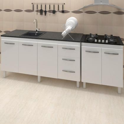 Imagem de Balcao Pia 150cm e Cooktop 4 Bocas Branco Mobbs