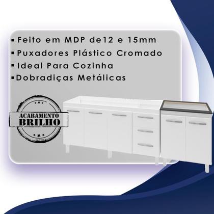 Imagem de Balcao Pia 150cm e Cooktop 4 Bocas Branco Mobbs