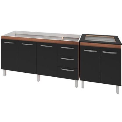 Imagem de Balcao Pia 150cm E Cooktop 4 Bocas Savana Preto Mobbs Savana Preto